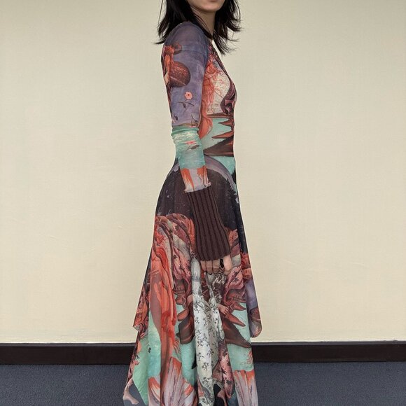 Jean Paul Gaultier birth of Venus mesh long sleeve dress - Picture 3 of 14